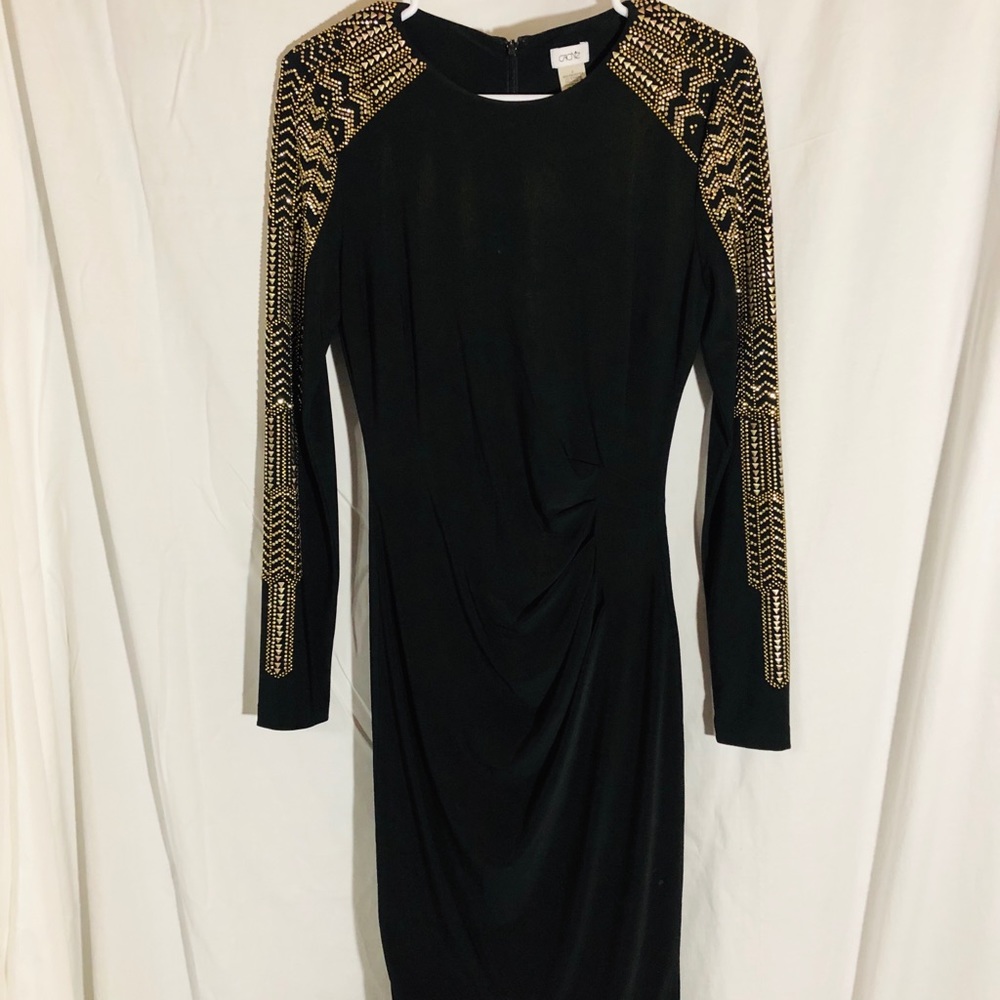Stunning black and gold long sleeve dress